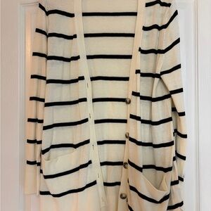 Old Navy Cream and Black Striped Cardigan